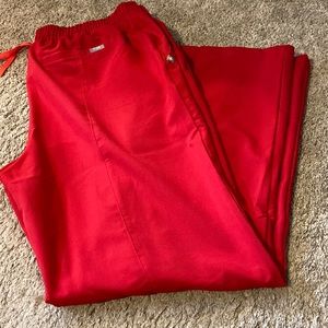 Figs Winning Red Slim Flare Scrub Pants